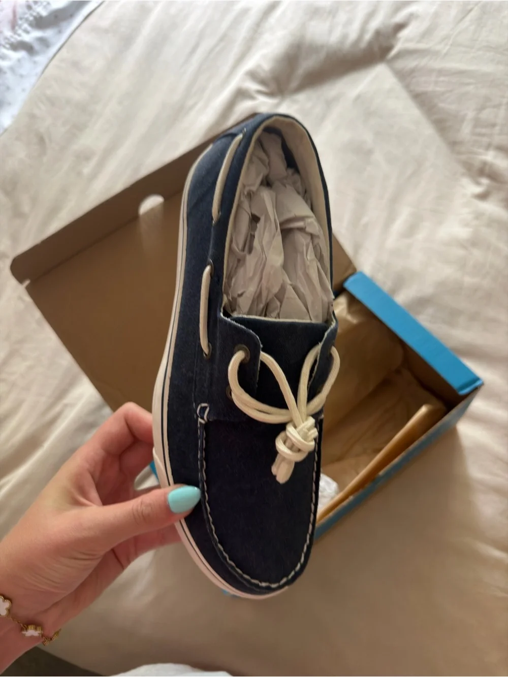 Columbia Men's Navy Canvas Boat Shoes with White Laces